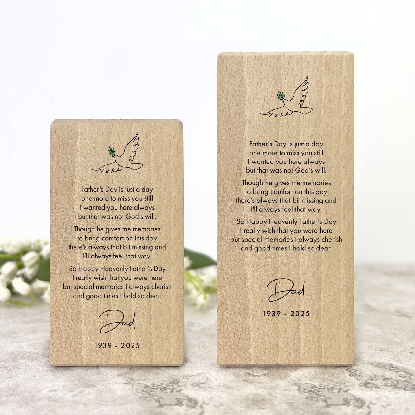 Personalised Happy Heavenly Father's Day Wooden Tea Light Holder - 2 Sizes