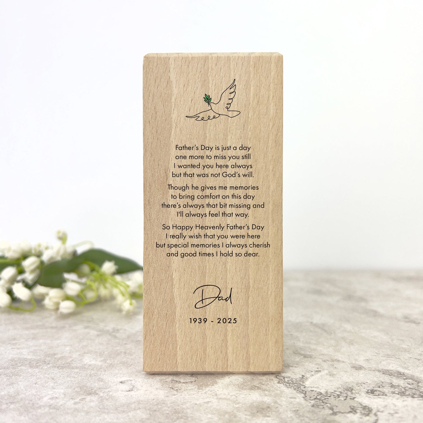 Personalised Happy Heavenly Father's Day Wooden Tea Light Holder - 2 Sizes