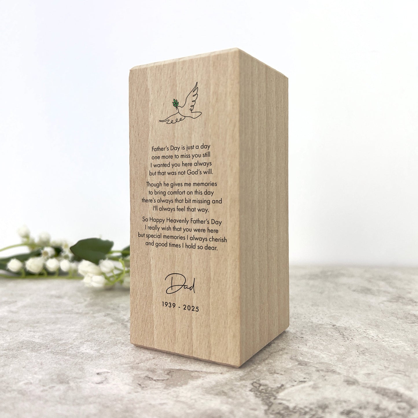 Personalised Happy Heavenly Father's Day Wooden Tea Light Holder - 2 Sizes