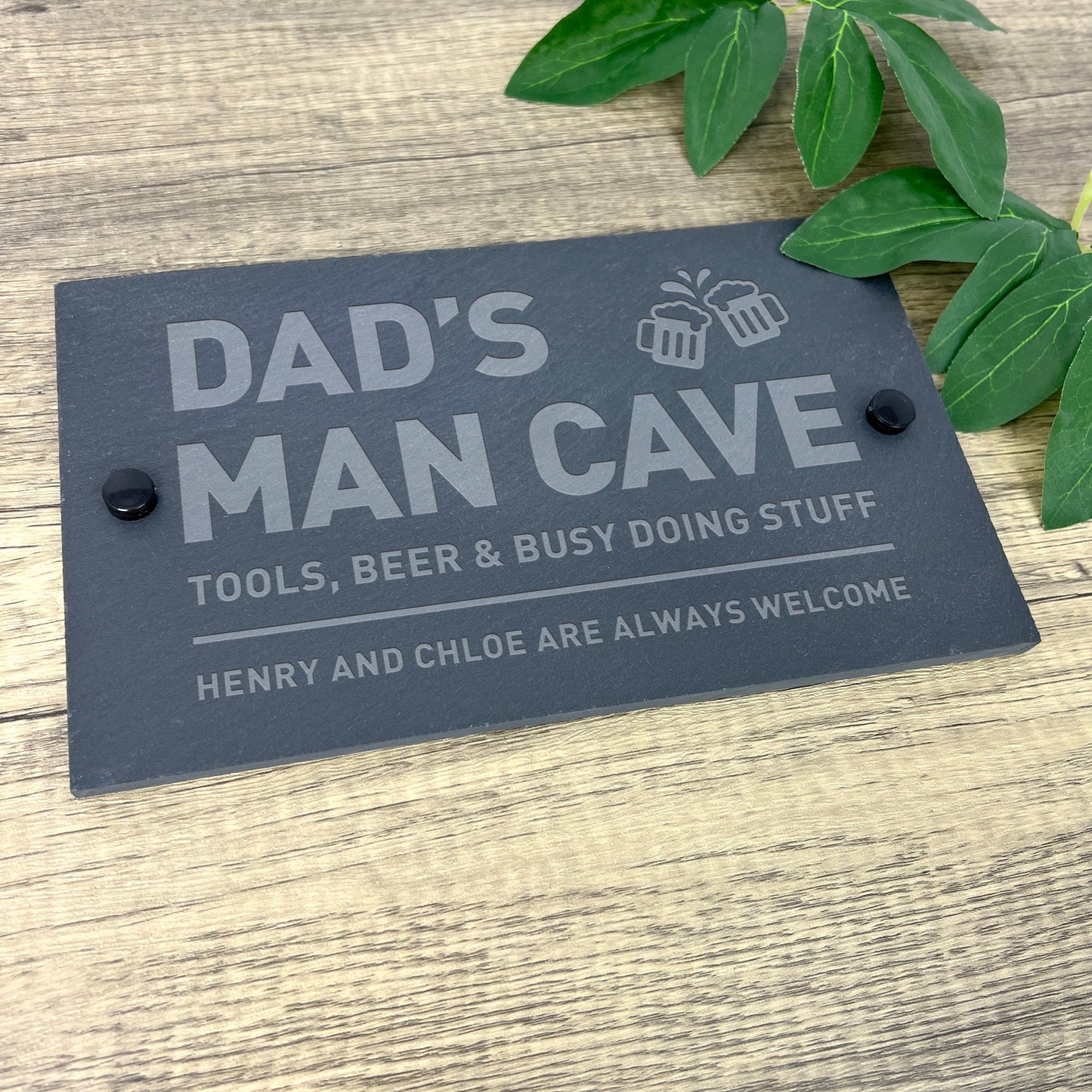 Personalised Dad's Man Cave Slate Wall Sign 25 x 15cm