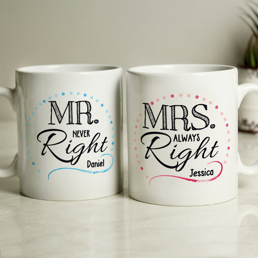 Personalised Mr & Mrs Right Mug Set