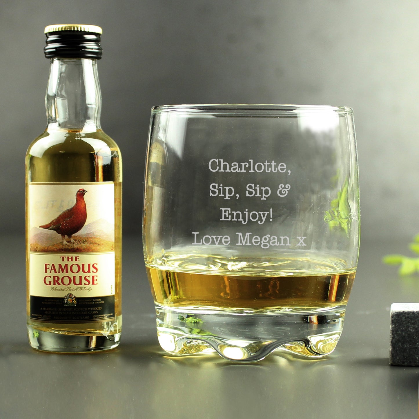 Personalised Free Text Tumbler and Grouse Miniature Set