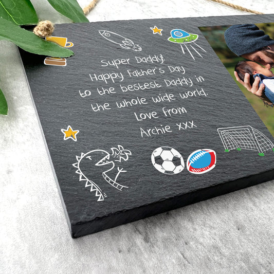 Personalised 'Our Adventures' Photo Slate Hanging Plaque 25 x 15cm