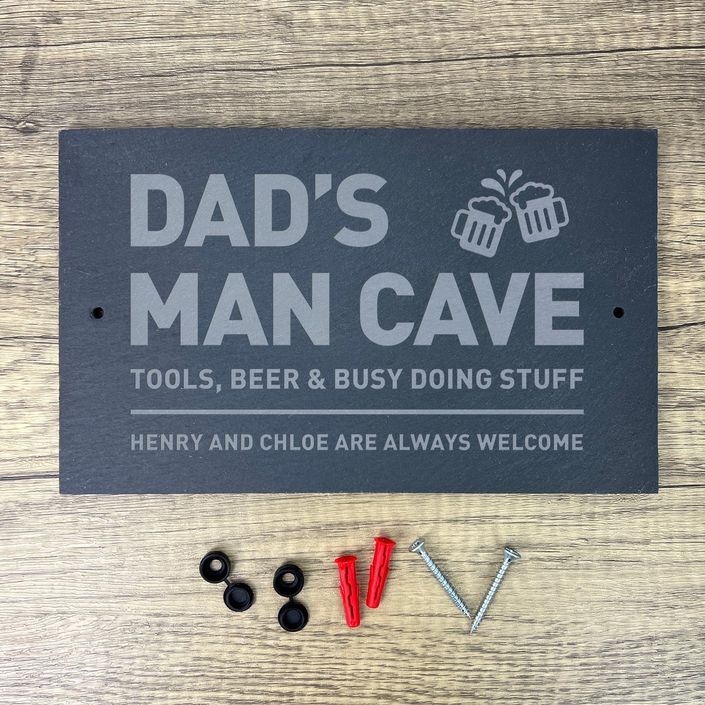 Personalised Dad's Man Cave Slate Wall Sign 25 x 15cm