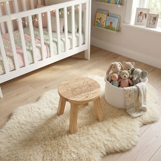 Personalised Wooden Elephant Toddler Step Stool | Nursery Decor & First Birthday Gift