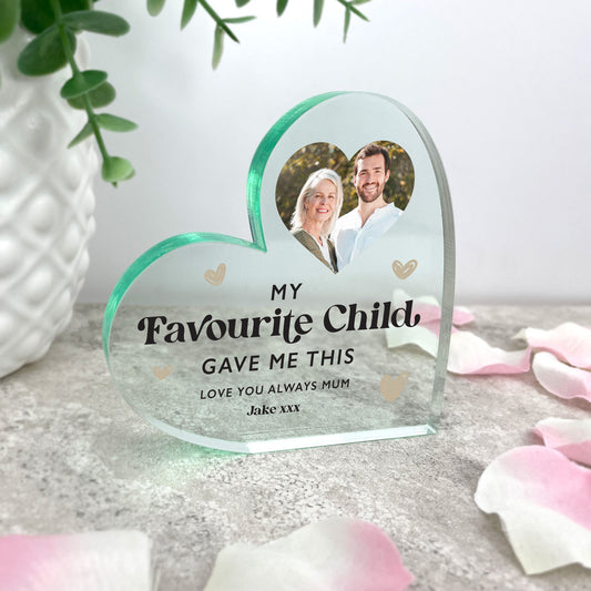 Personalised My Favourite Child Gave Me This Acrylic Freestanding Heart