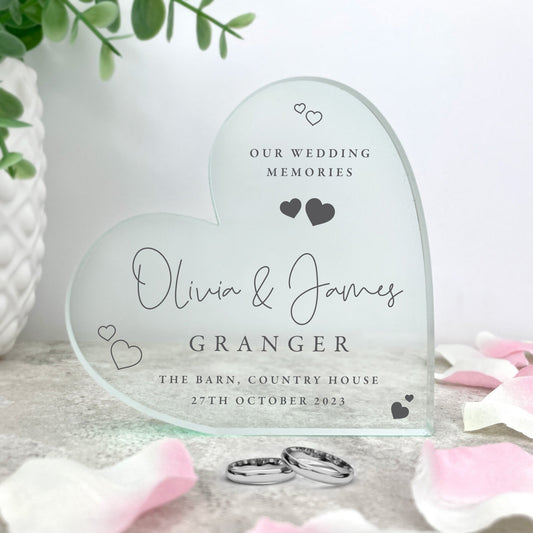 Personalised Wedding Script Text Acrylic Freestanding Heart