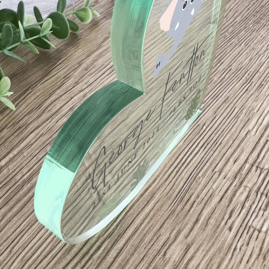 Personalised Jungle New Baby Acrylic Freestanding Heart - Animal Choices