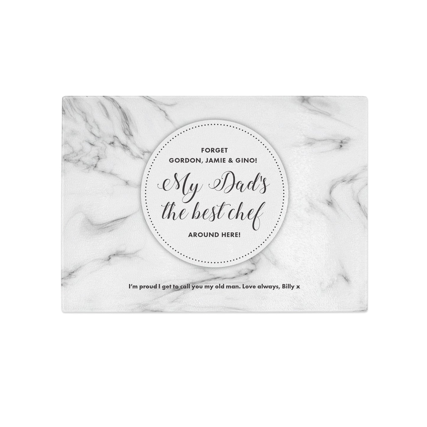 Personalised My Dad's The Best Chef! Marble Effect Glass Chopping Board