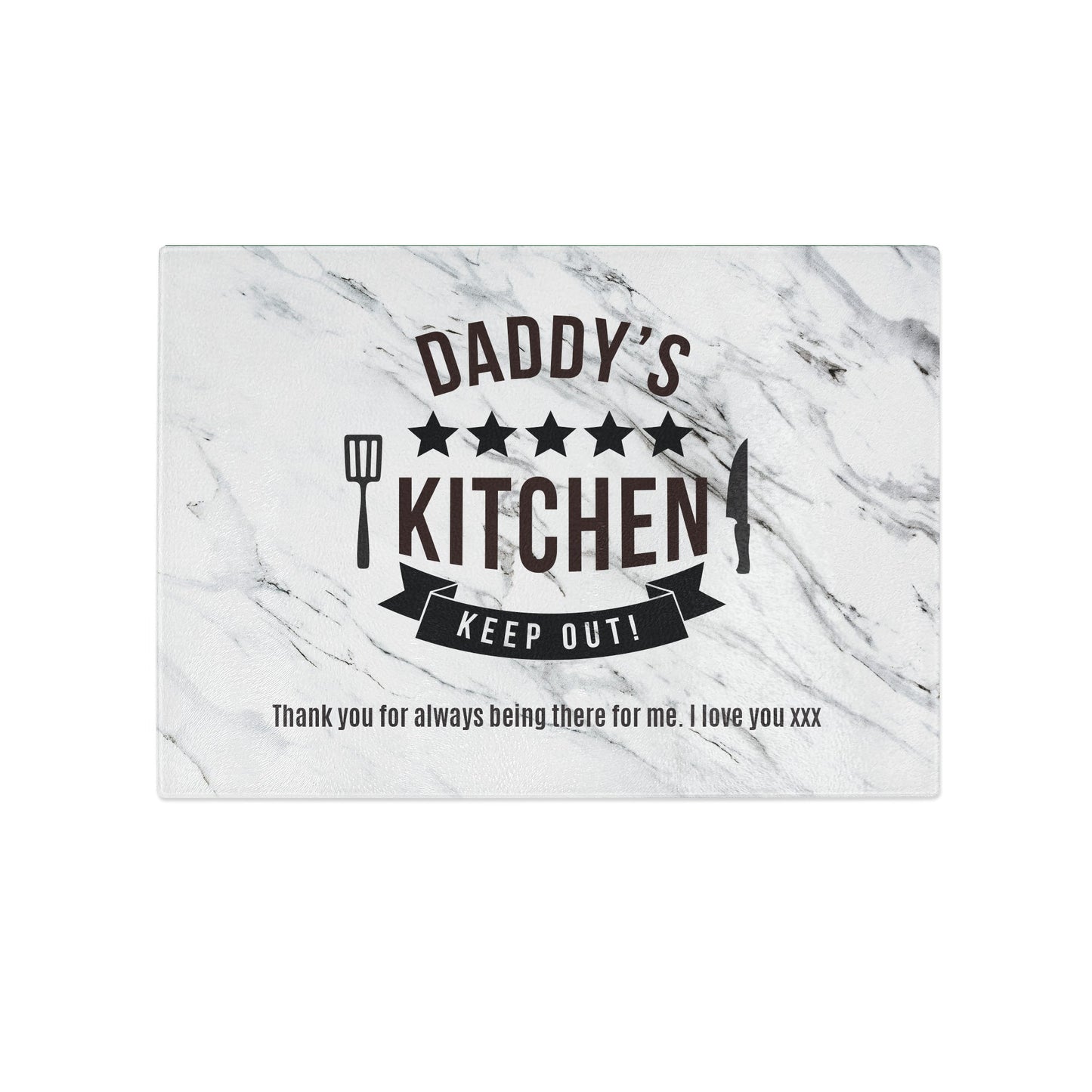 Personalised Kitchen Marble Effect Glass Chopping Board