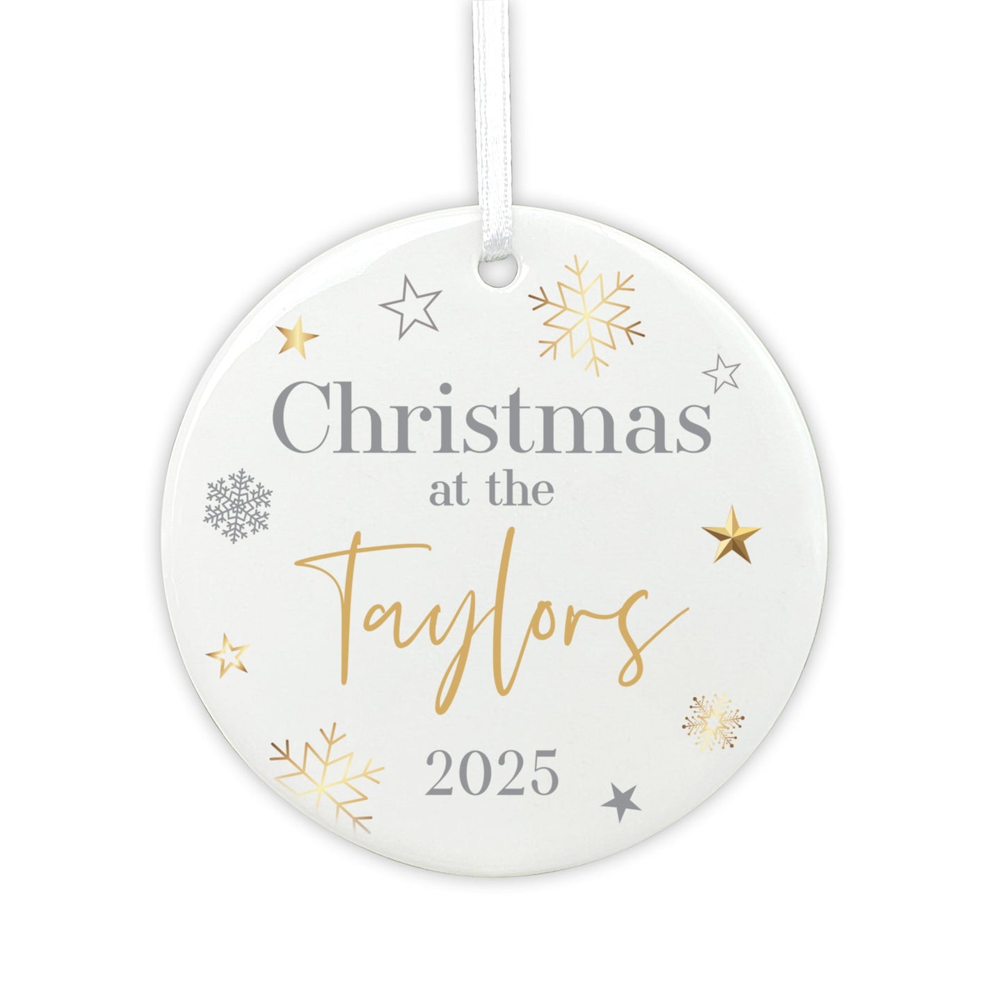Family Christmas Ceramic Disc Hanging Decoration + Gift Box
