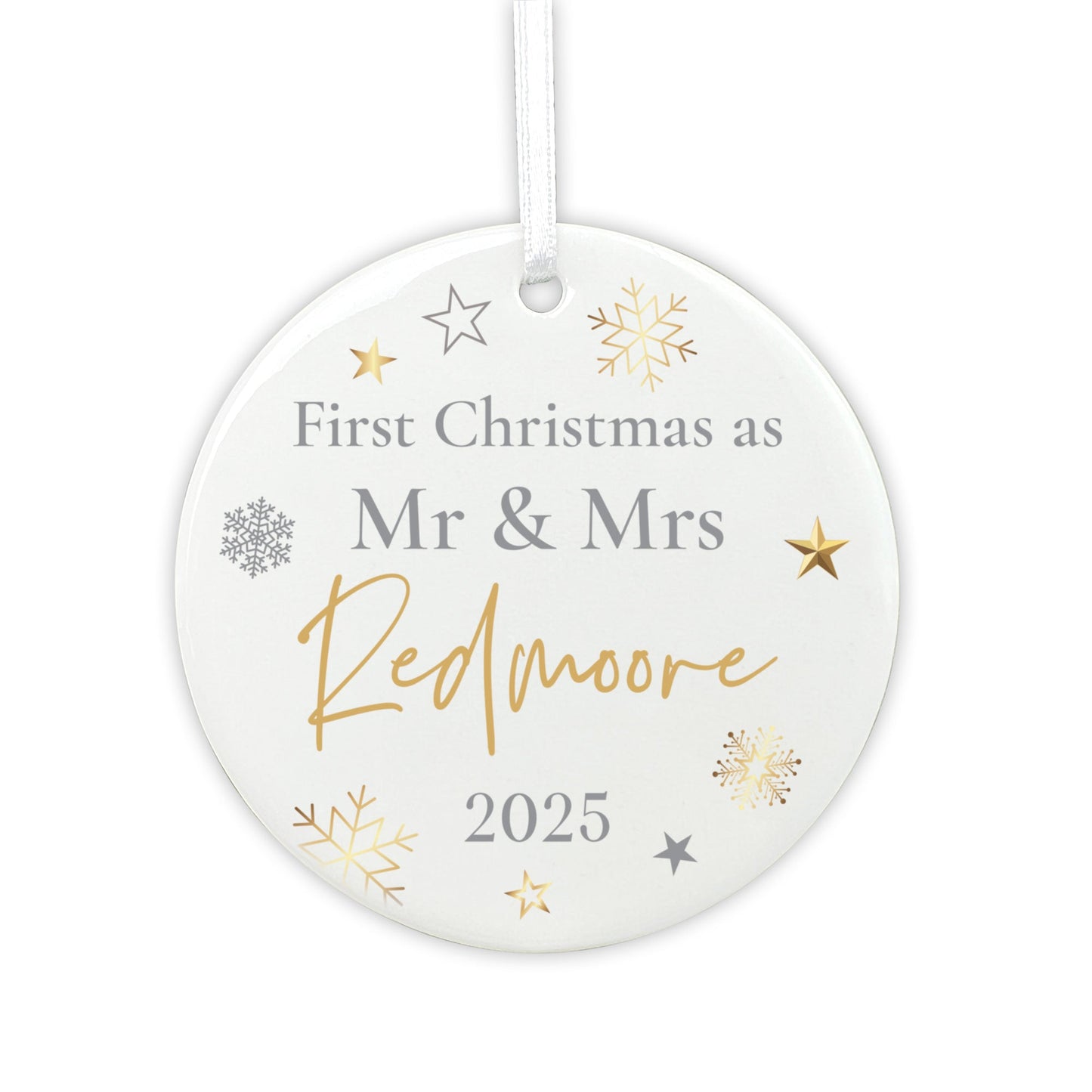 First Christmas As Ceramic Disc Hanging Decoration + Gift Box