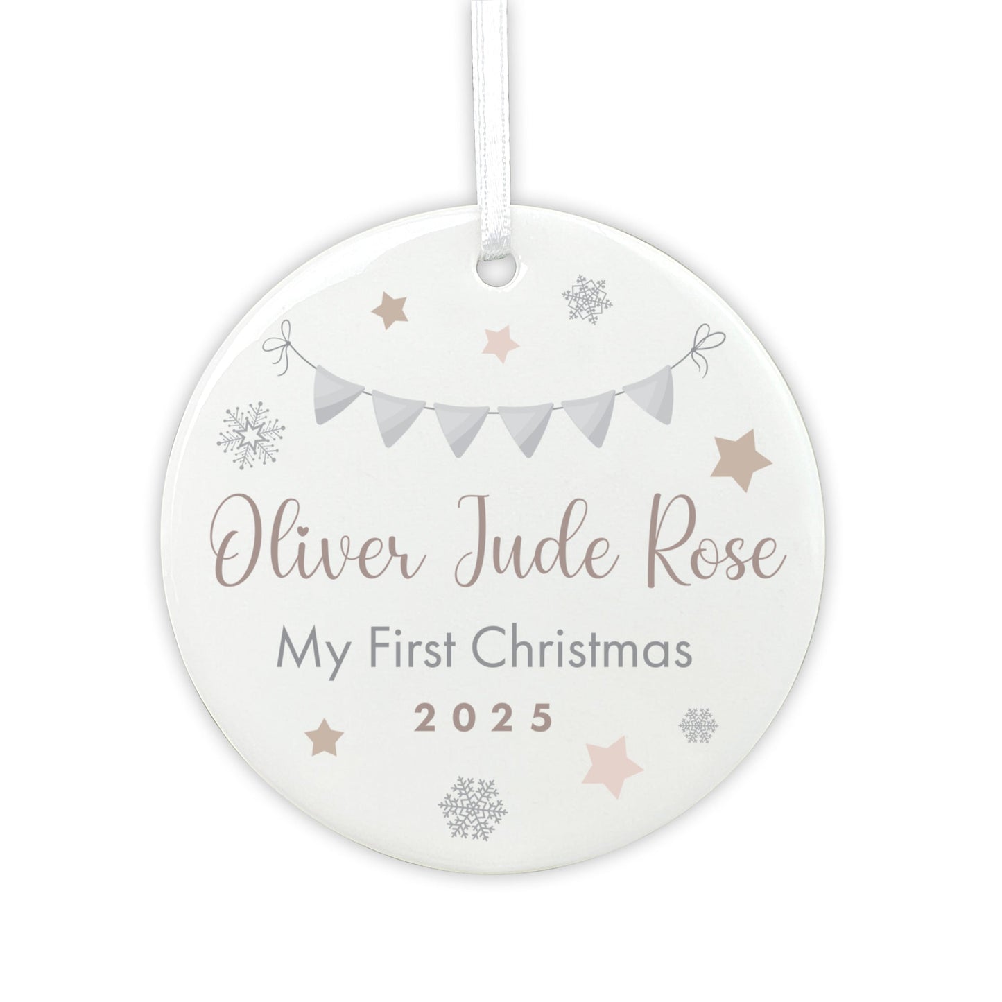 My First Christmas Baby Garland Ceramic Disc Hanging Decoration + Gift Box