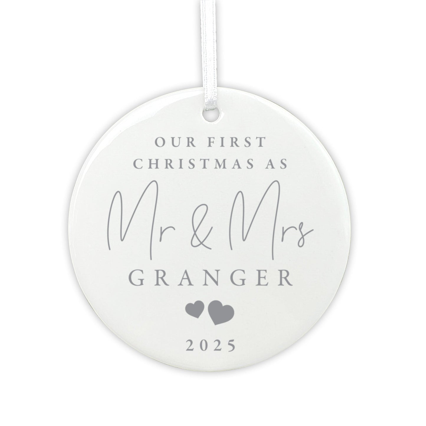 Our First Christmas Married Ceramic Disc Hanging Decoration + Gift Box