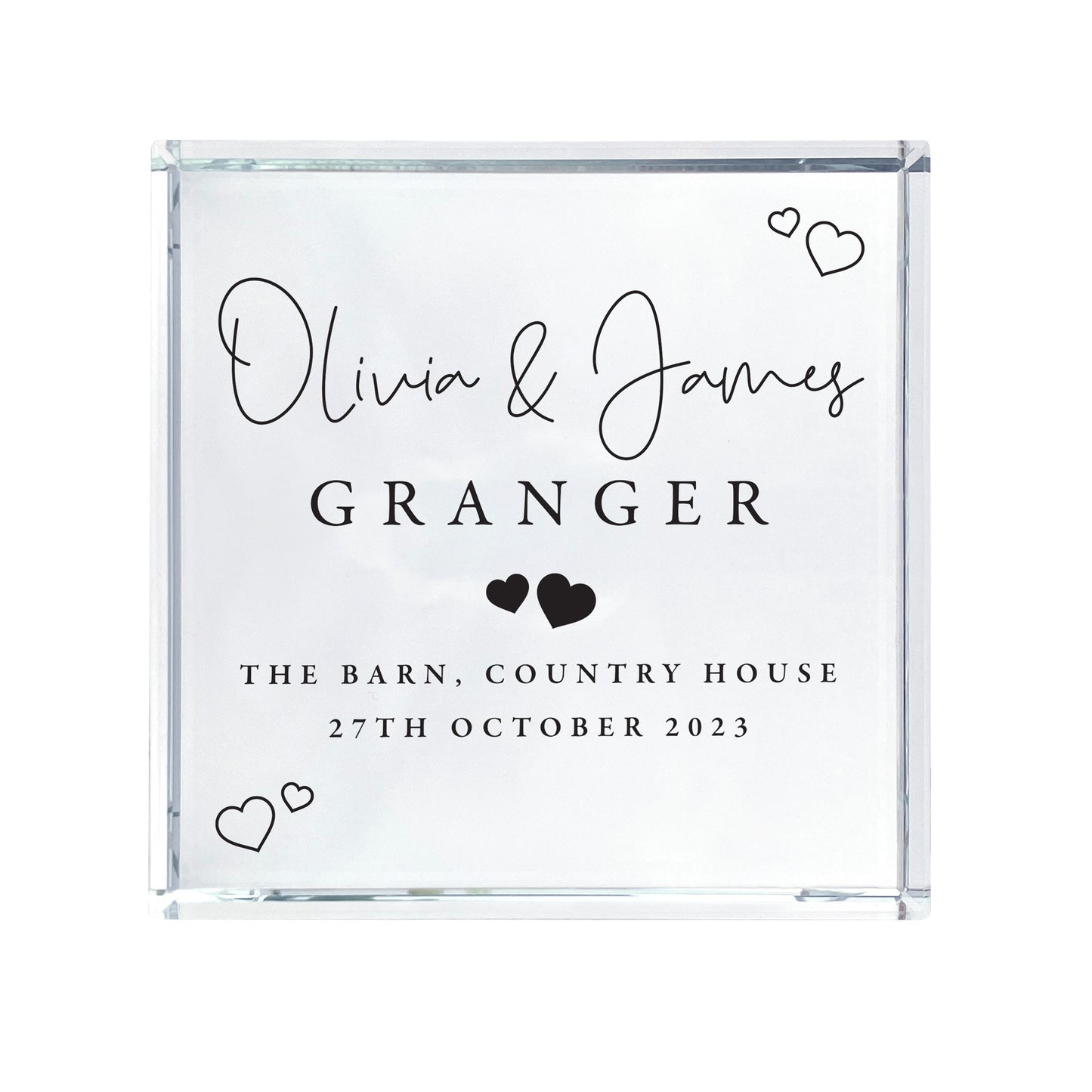 Personalised Wedding Script Text Crystal Token