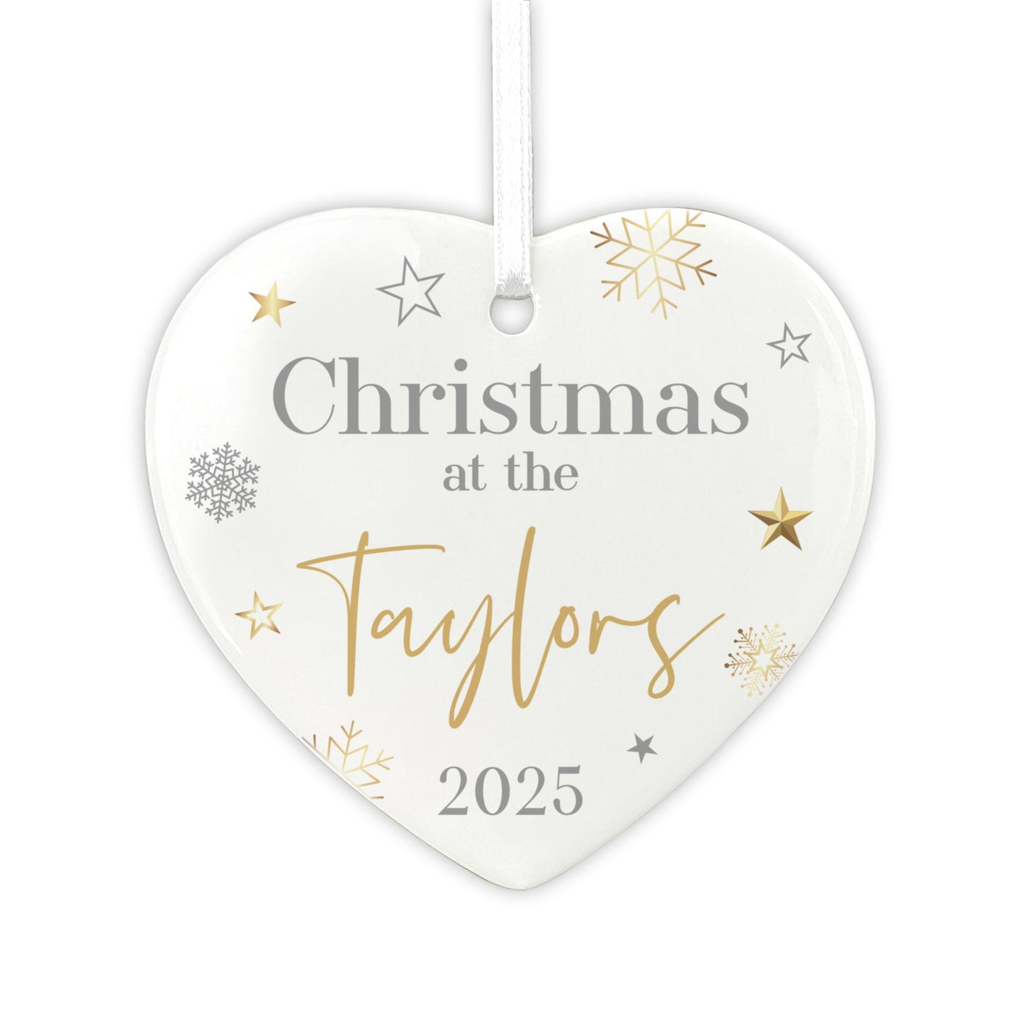 Family Christmas Ceramic Heart Hanging Decoration + Gift Box