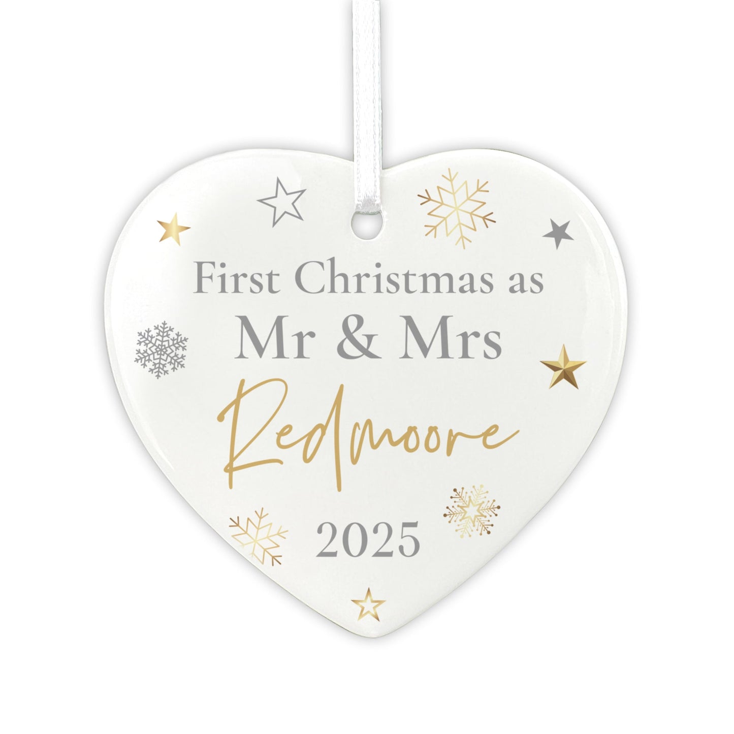 First Christmas As Ceramic Heart Hanging Decoration + Gift Box