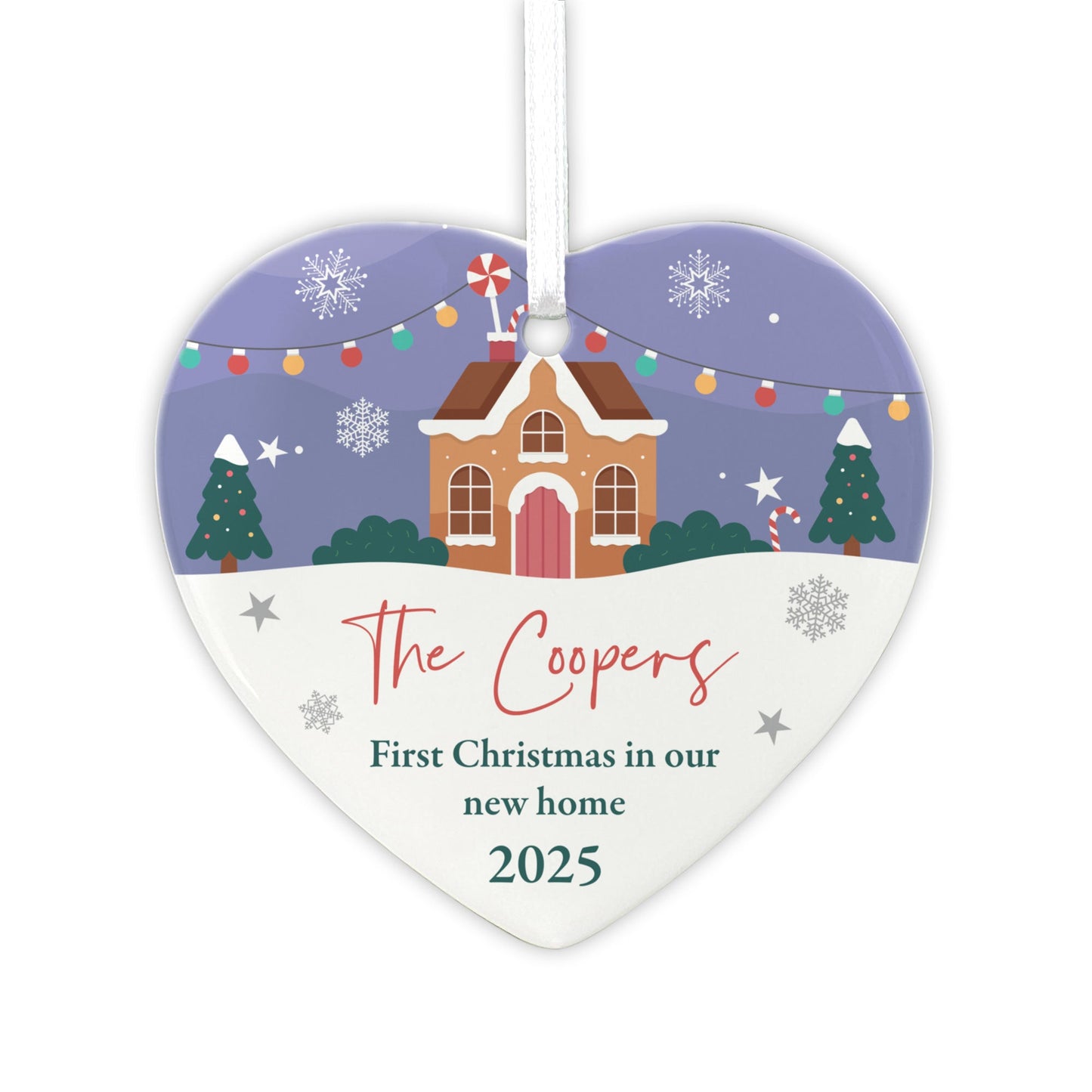 First Christmas New Home Ceramic Heart Hanging Decoration + Gift Box