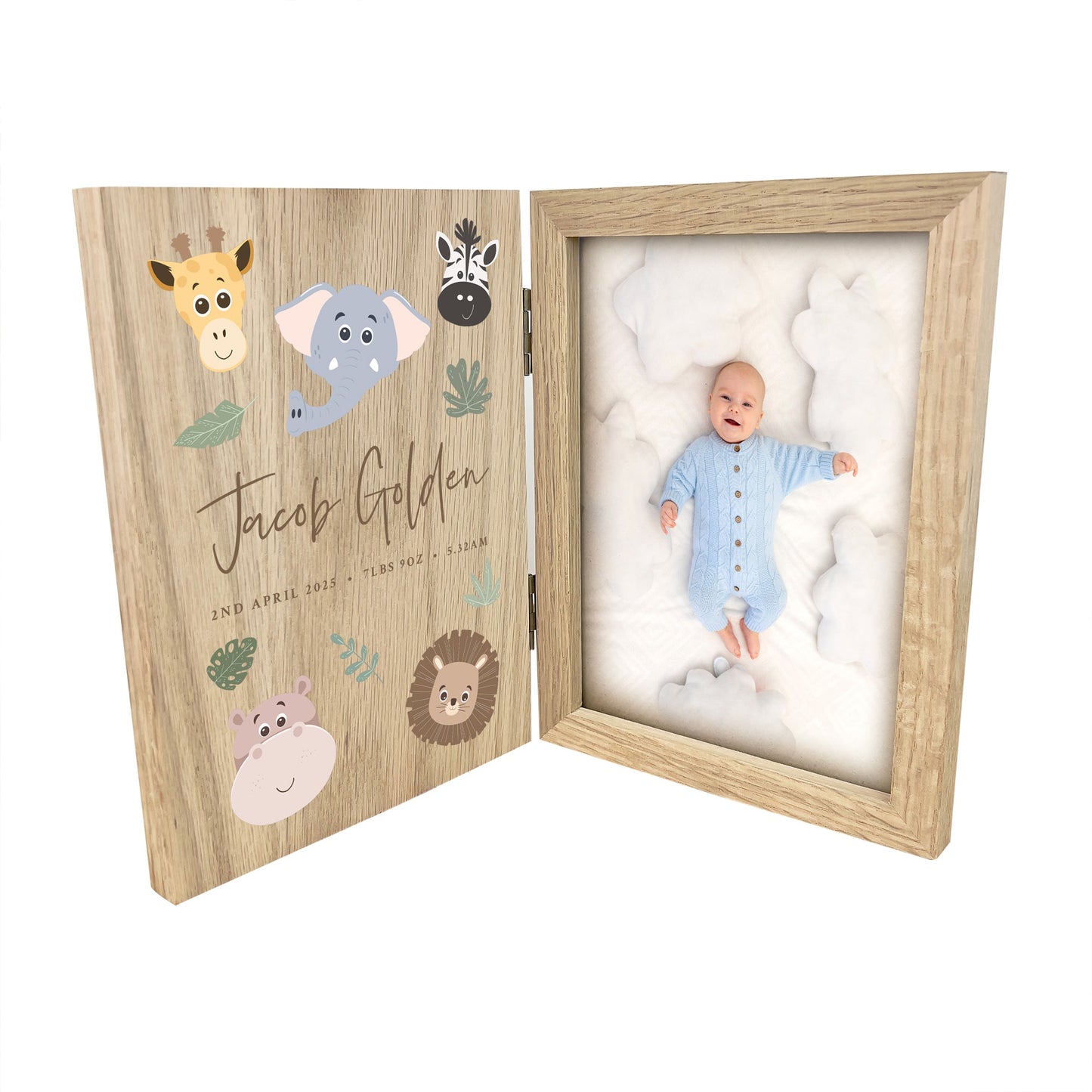 Personalised Jungle New Baby Book Photo Frame