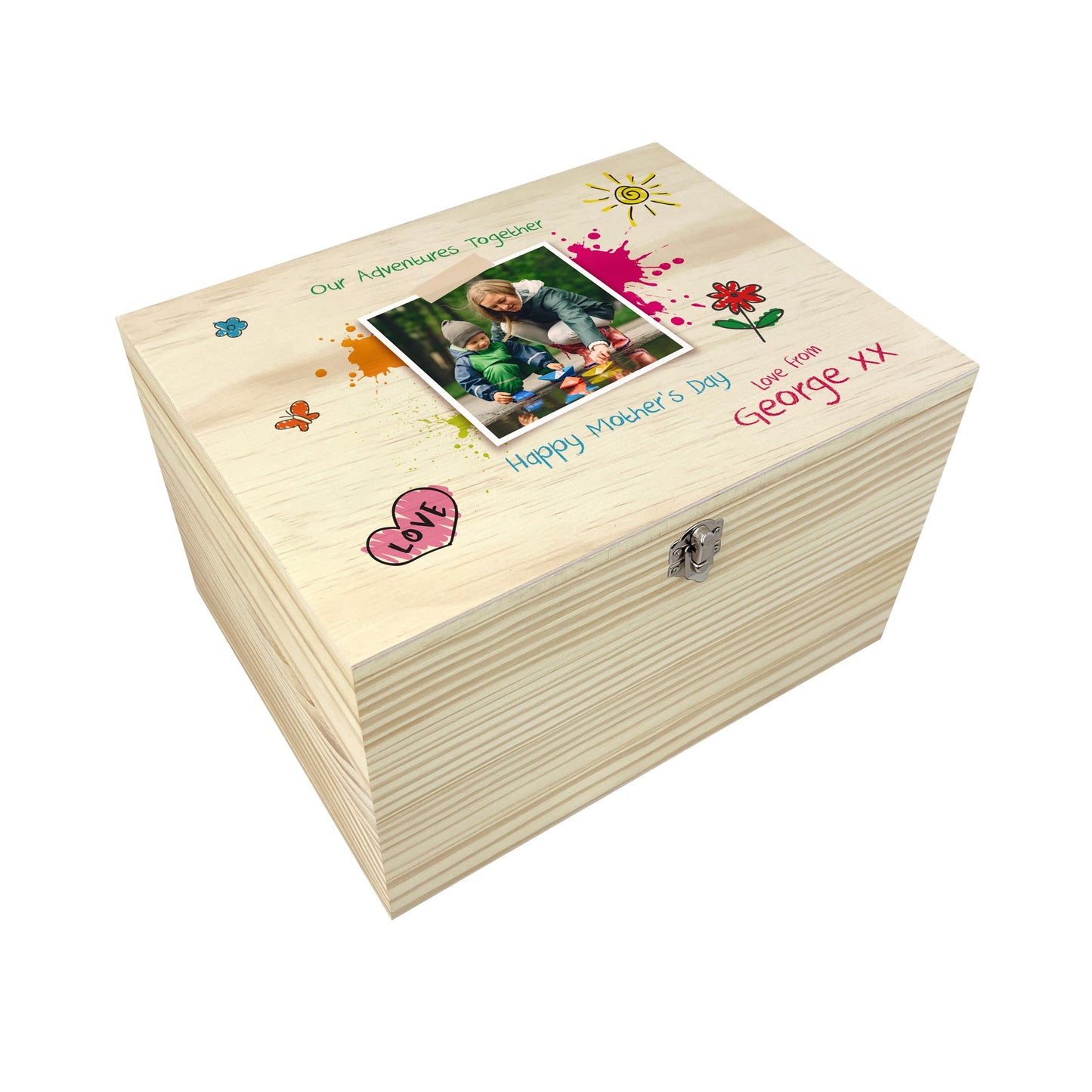 Personalised 'Our Adventures Together' Wooden Memory Box From The Kids/Grandkids - 5 Sizes