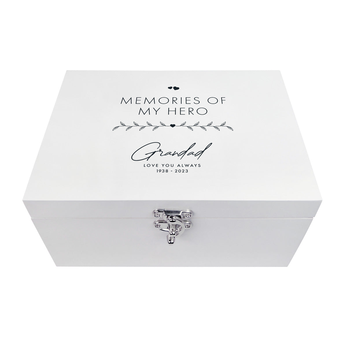Personalised Any Message White Wooden Keepsake Memory Box - 3 Sizes