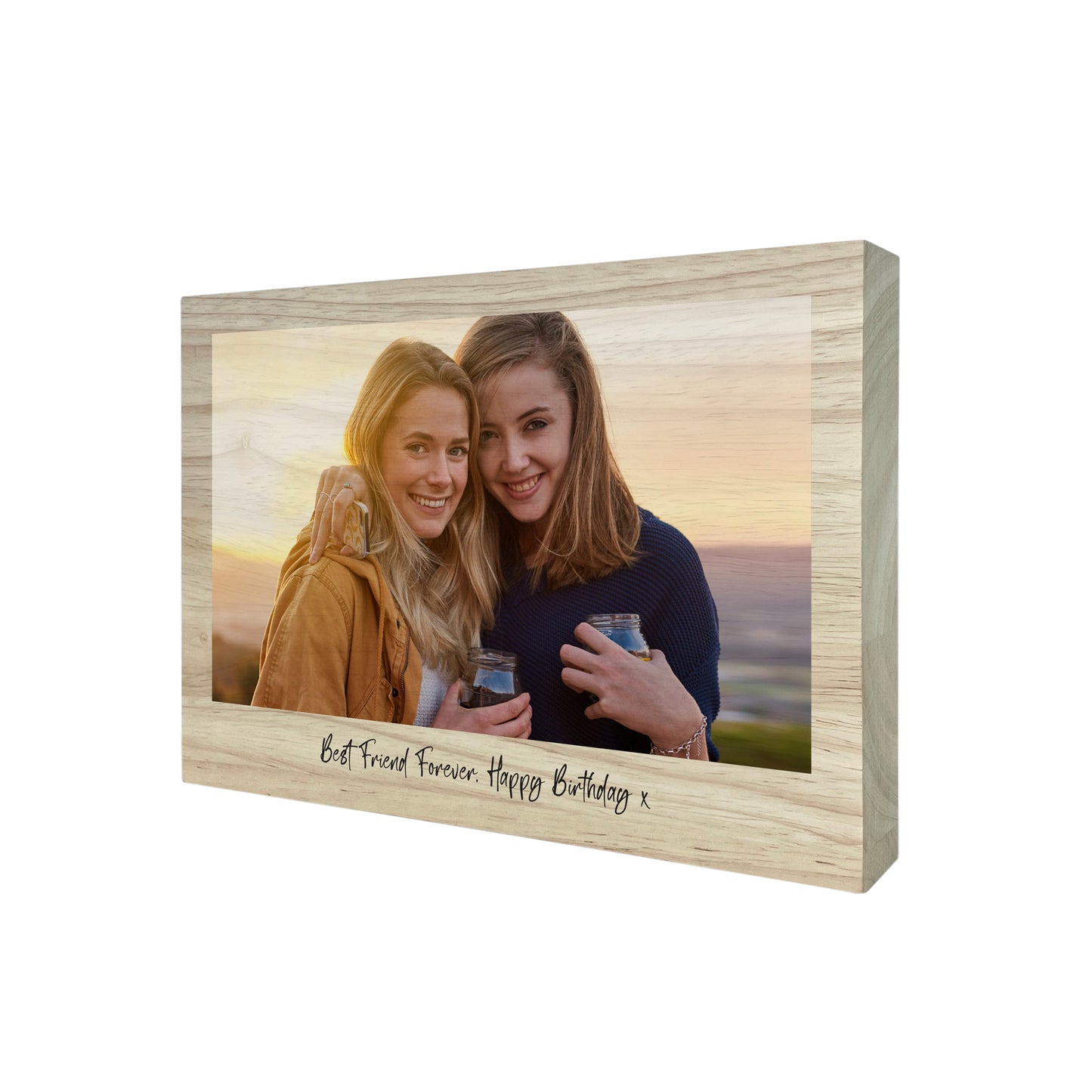 Personalised Freestanding One Photo Giant Wooden Block (15cm x 21cm) - Landscape