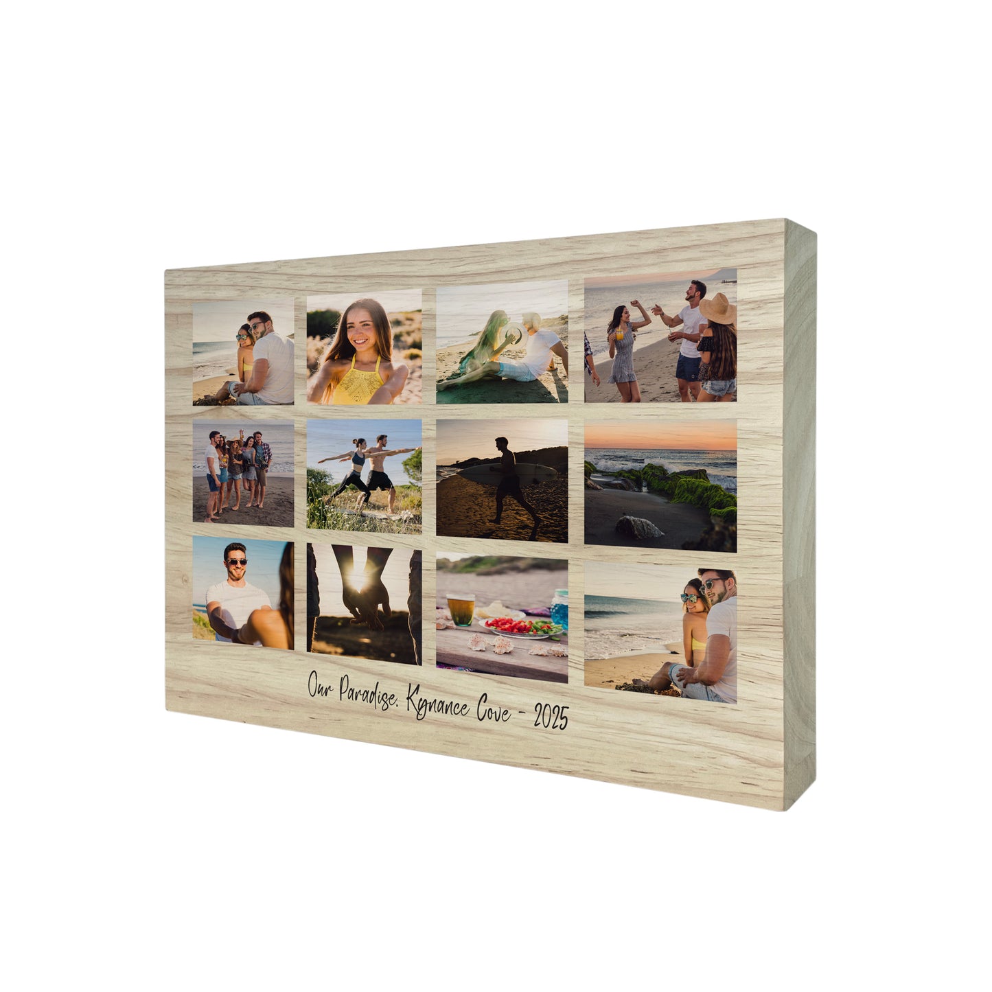 Personalised Freestanding Twelve Photo Giant Wooden Block (15cm x 21cm) - Landscape