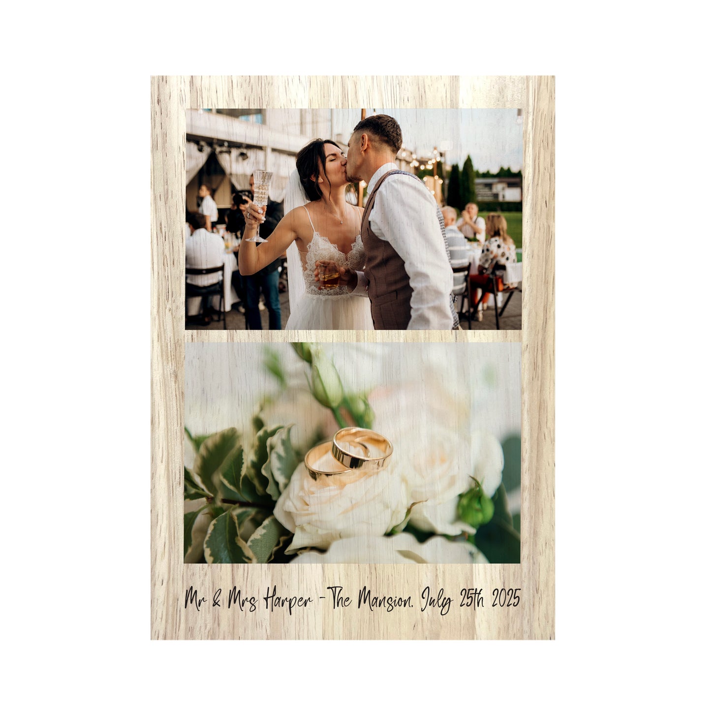 Personalised Freestanding Two Photos Giant Wooden Block (21cm x 15cm) - Portrait