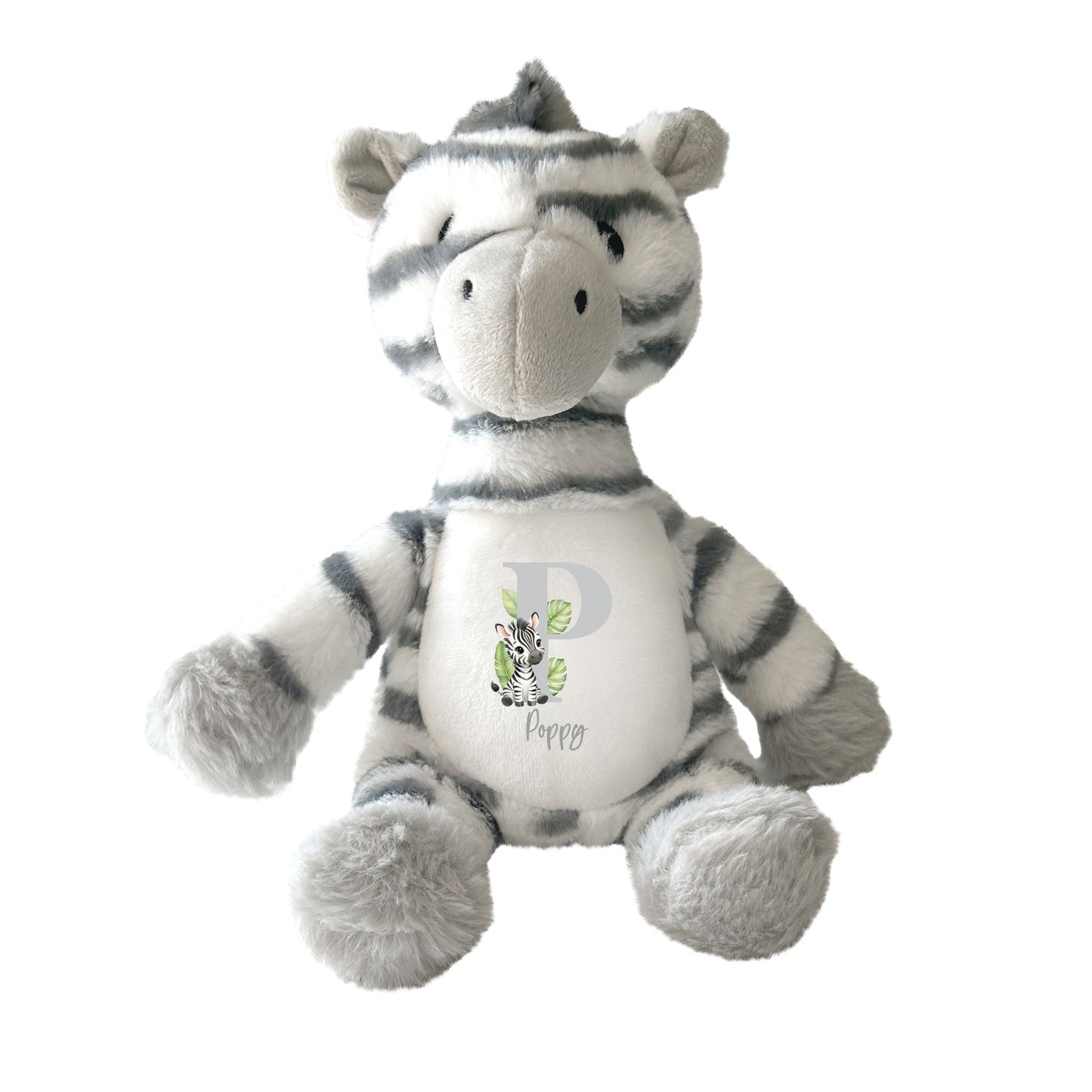 Personalised Alphabet Zebra Teddy Bear 28cm | New Baby, 1st Birthday or Christening Gift