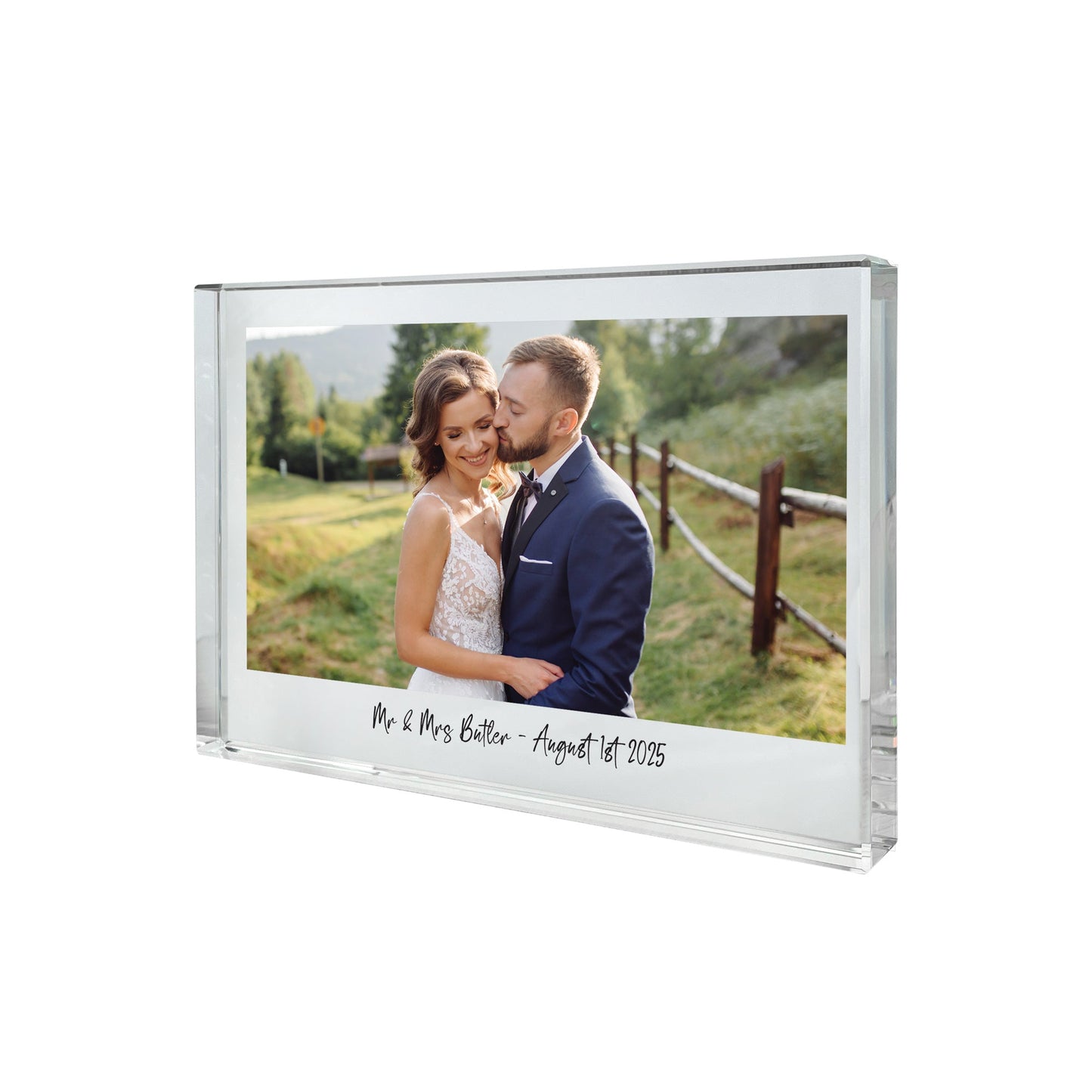 Personalised Freestanding One Photo Giant Crystal Block (14cm x 19.5cm) - Landscape