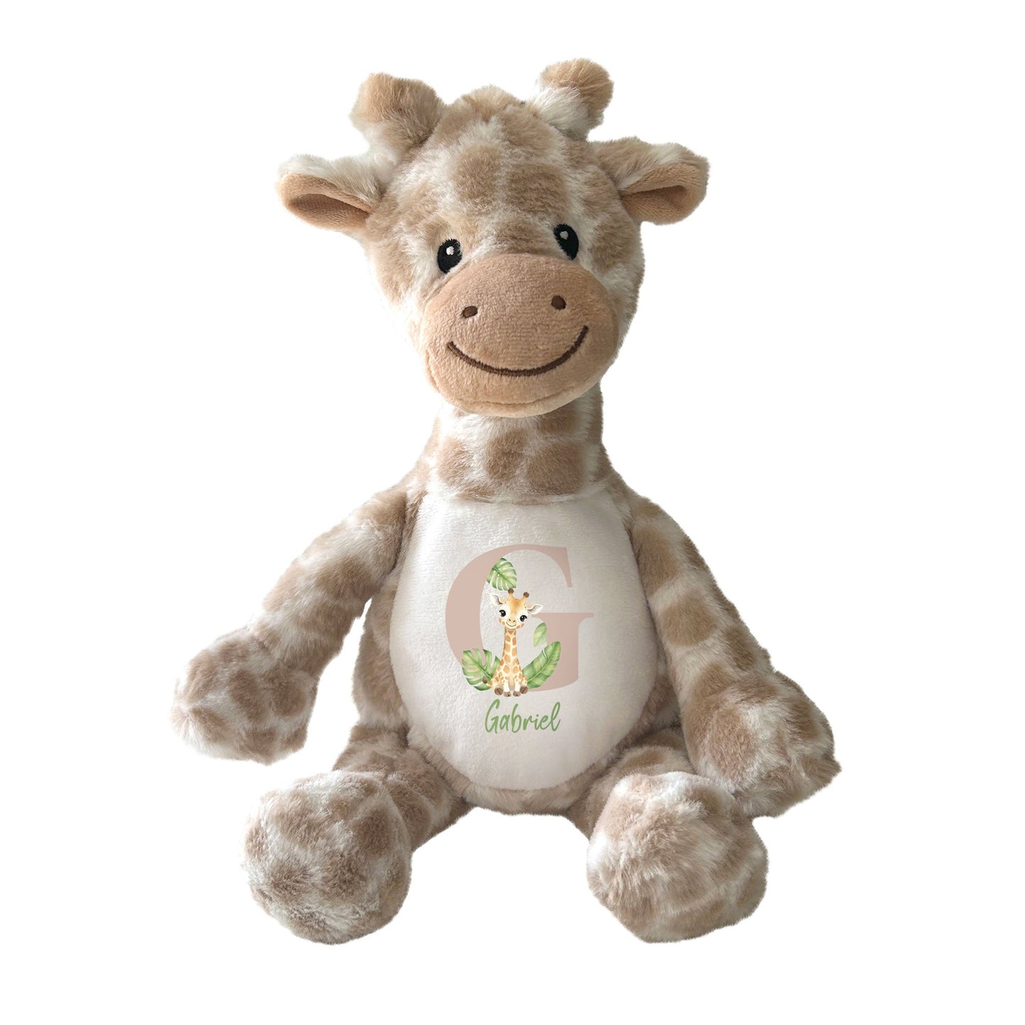 Personalised Alphabet Giraffe Teddy Bear 34cm | New Baby, 1st Birthday or Christening Gift