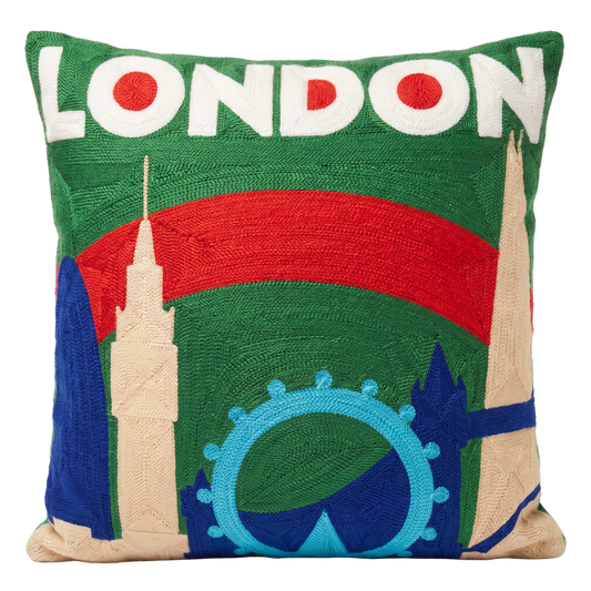 London Skyline Needlepoint Pillow