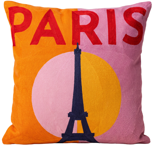 Paris Eiffel Tower Needlepoint Pillow