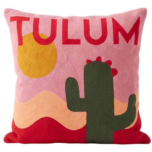 Tulum Cactus Needlepoint Pillow