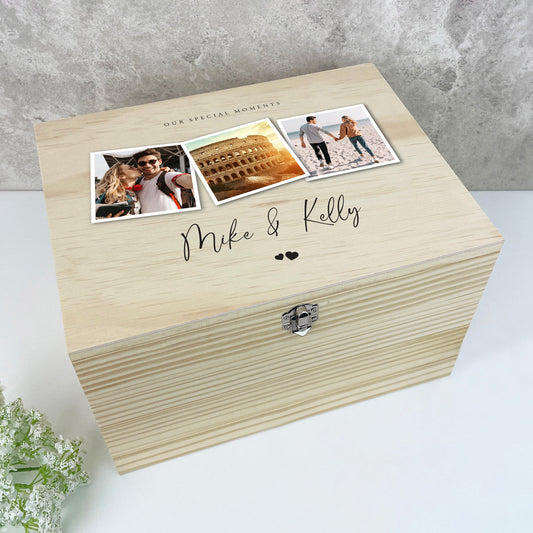 Personalised Couples Photo Wooden Keepsake Memory Box - 5 Sizes