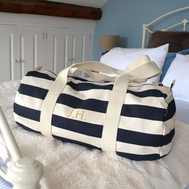 Personalised Embroidered Nautical Barrel Bag - Ideal For Gym or Holiday Bag
