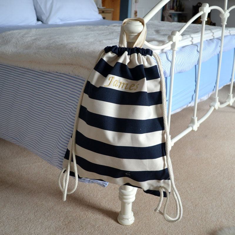 Personalised Embroidered Nautical Gymsac Bag - Ideal For School, Gym or Holiday Bag
