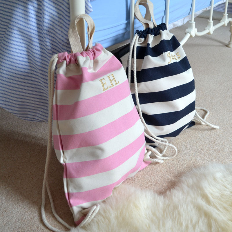 Personalised Embroidered Nautical Gymsac Bag - Ideal For School, Gym or Holiday Bag