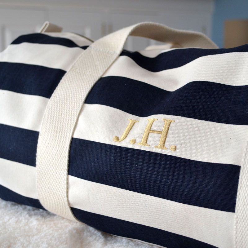 Personalised Embroidered Nautical Barrel Bag - Ideal For Gym or Holiday Bag