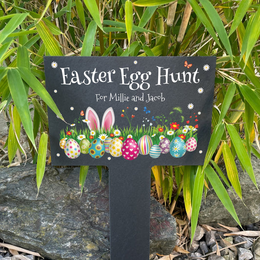 Personalised Colourful Easter Slate Garden Marker
