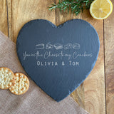 Personalised Slate Heart Cheese Board Cheese to My Crackers