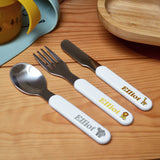Personalised Baby Knife Fork and Spoon Set Safari Animals