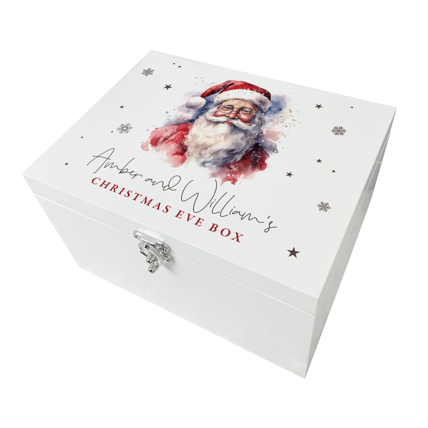 Personalised White Wooden Traditional Santa Christmas Eve Box - 3 Sizes