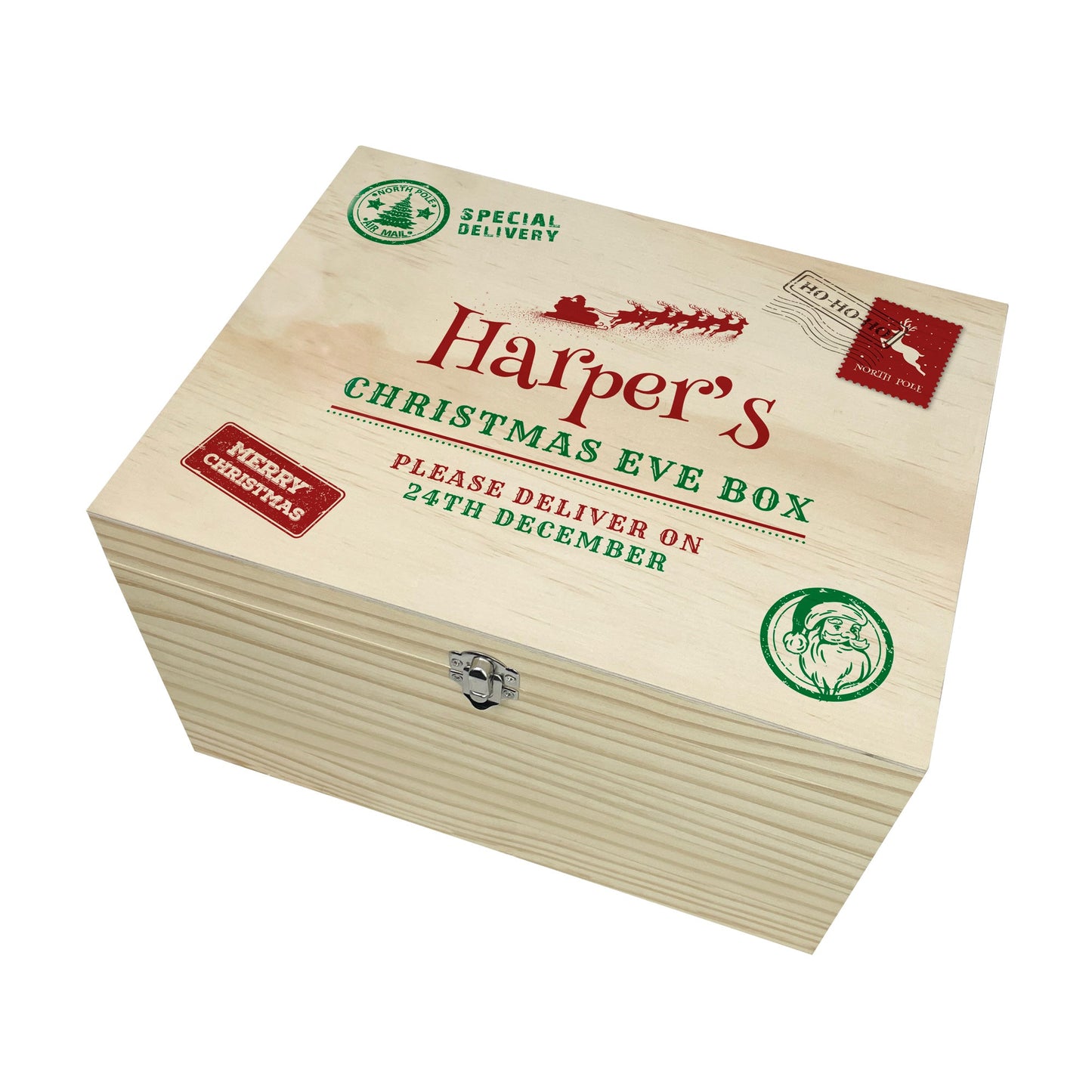 Personalised North Pole Postal Stamp Christmas Eve Box - 5 Sizes