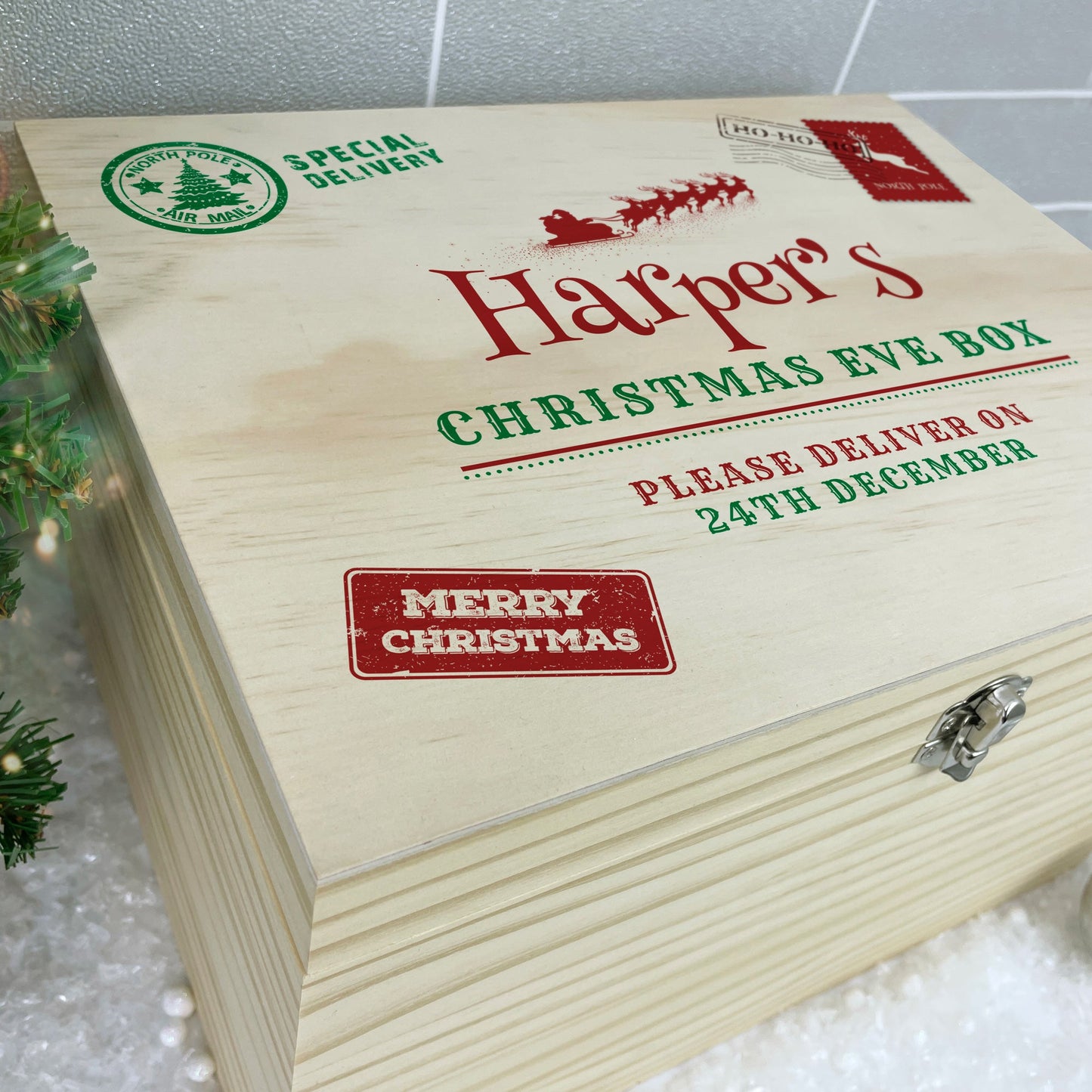 Personalised North Pole Postal Stamp Christmas Eve Box - 5 Sizes