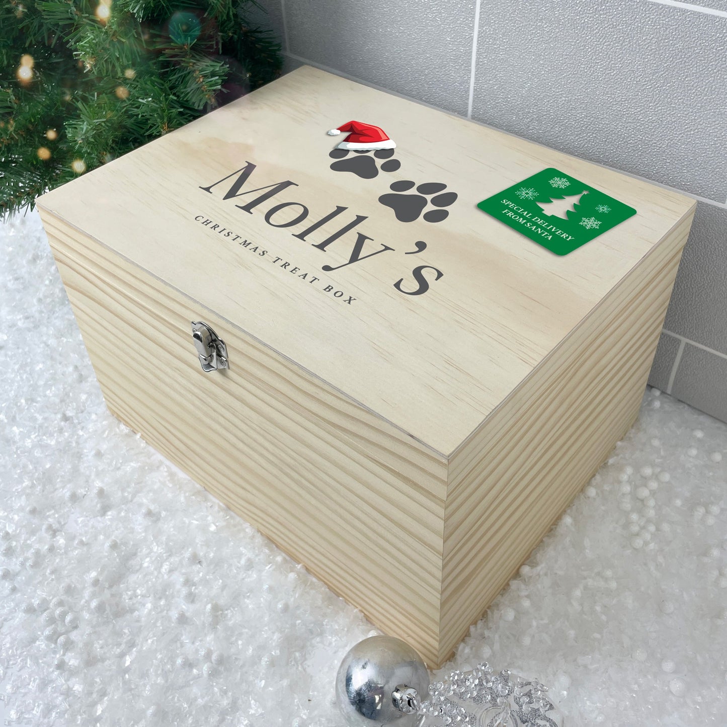 Personalised Santa Hat Paws Pet Christmas Eve Box - 5 Sizes