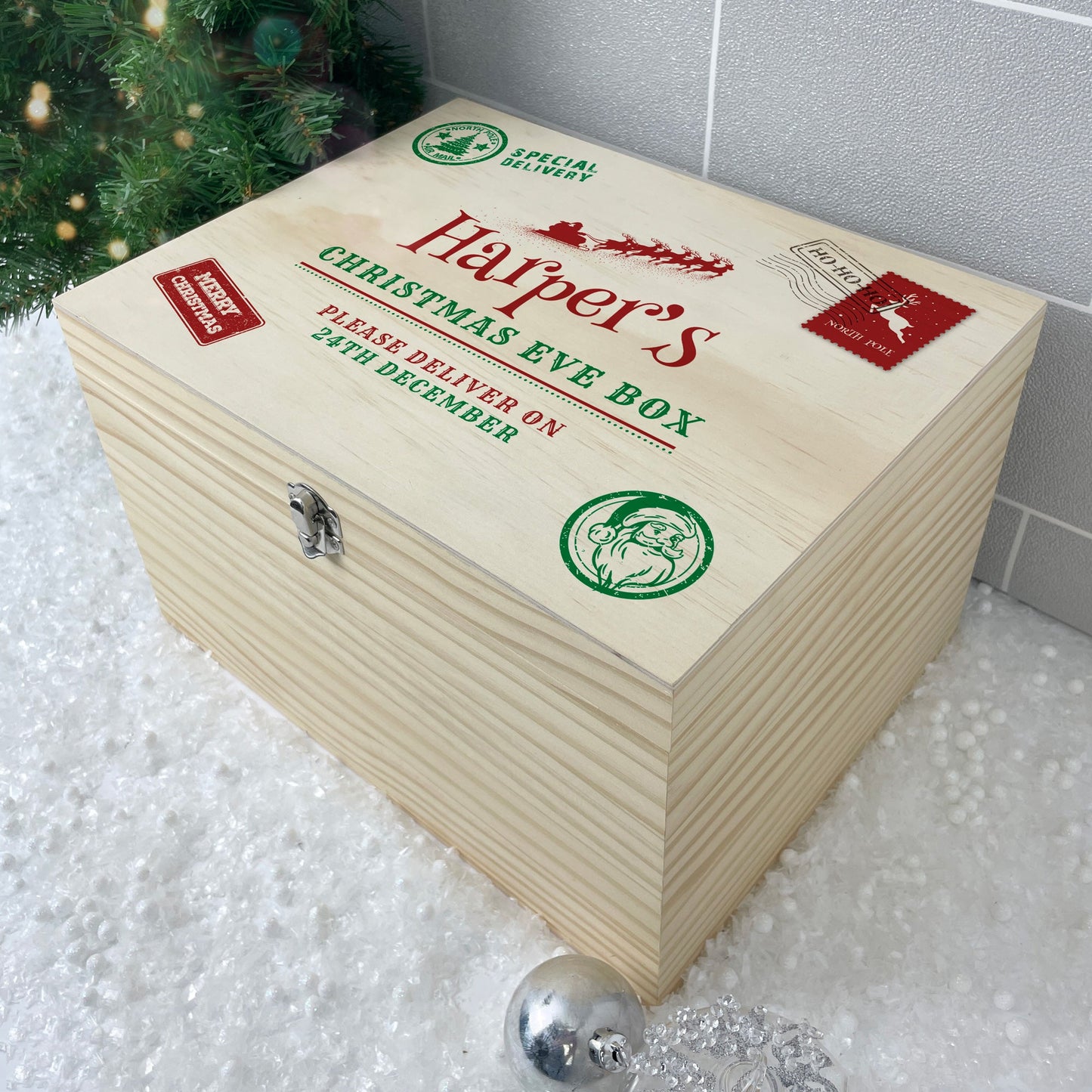 Personalised North Pole Postal Stamp Christmas Eve Box - 5 Sizes