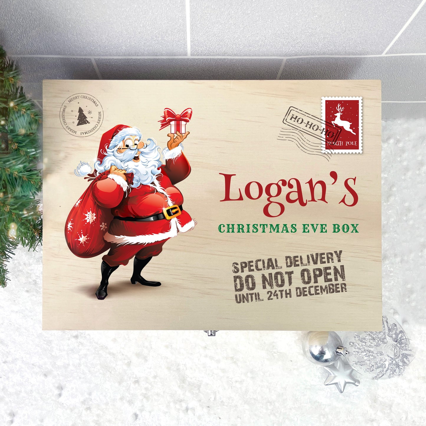 Personalised Cartoon Santa Christmas Eve Box - 5 Sizes