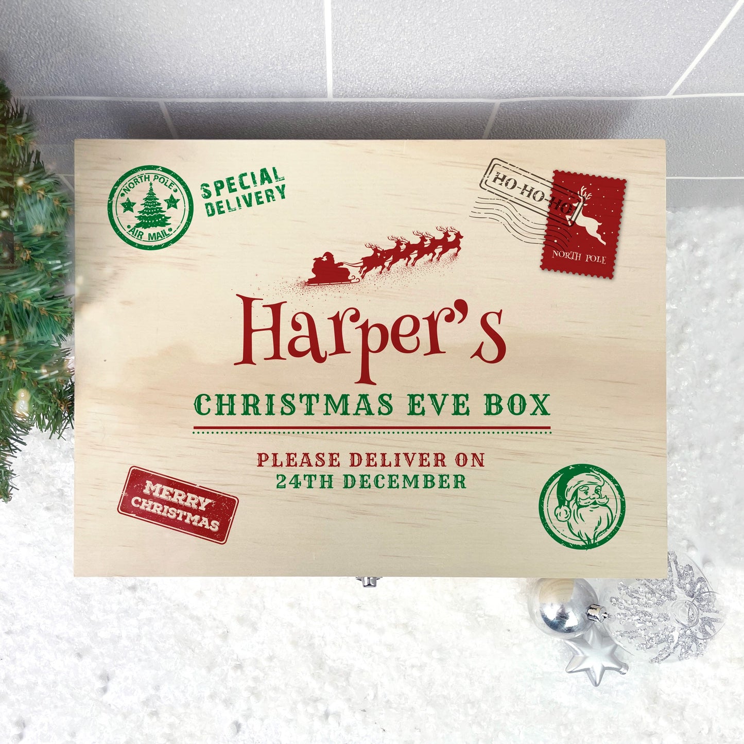 Personalised North Pole Postal Stamp Christmas Eve Box - 5 Sizes