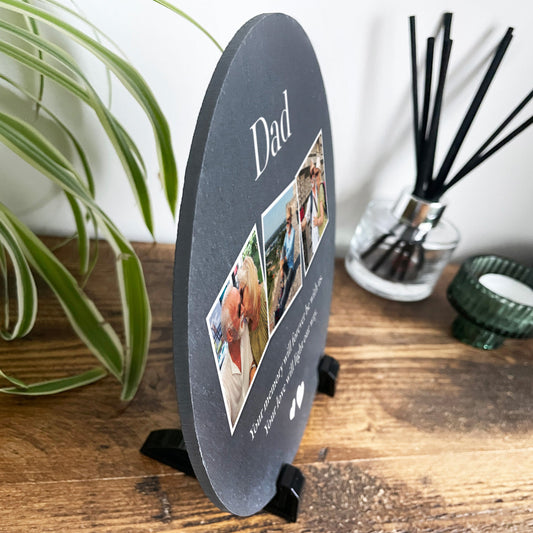 Personalised Circular Photo Slate With Stand 20cm